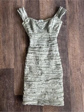 Nicole Miller Collection Mint Ruched Midi Dress